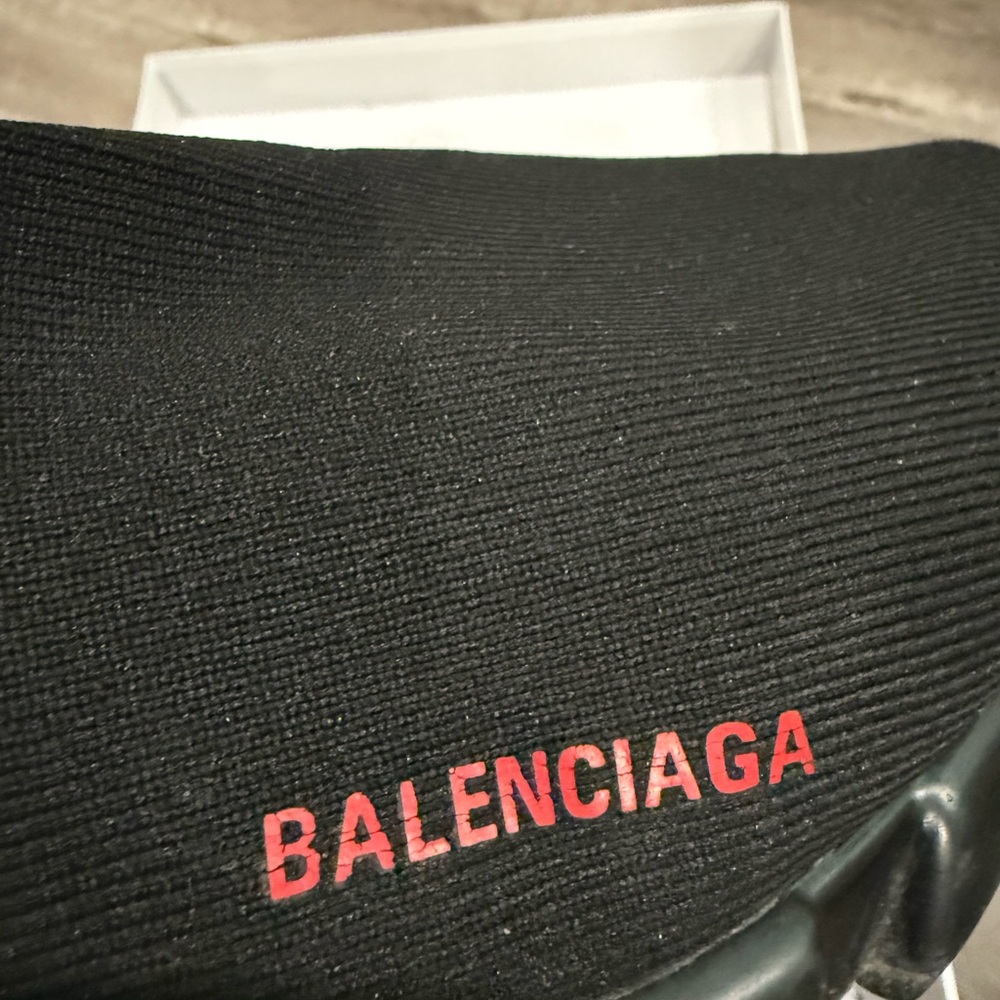 Balenciaga Black and Red Knit Sneakers